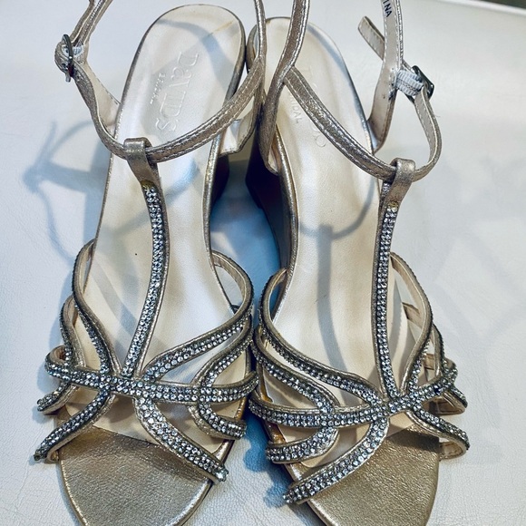 David's Bridal Metallic Strappy Heels - Picture 4 of 6